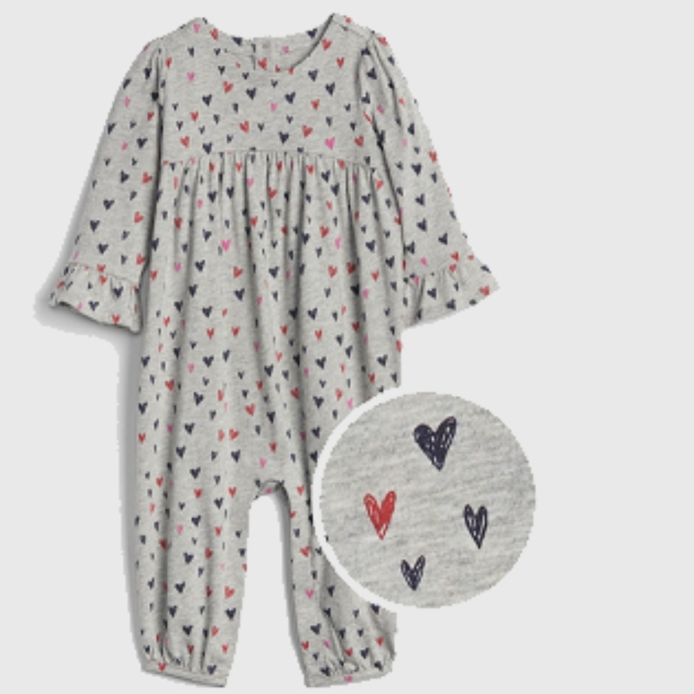 Gap Baby Heart Bell Sleeve One-Piece - NWT - 6-12M